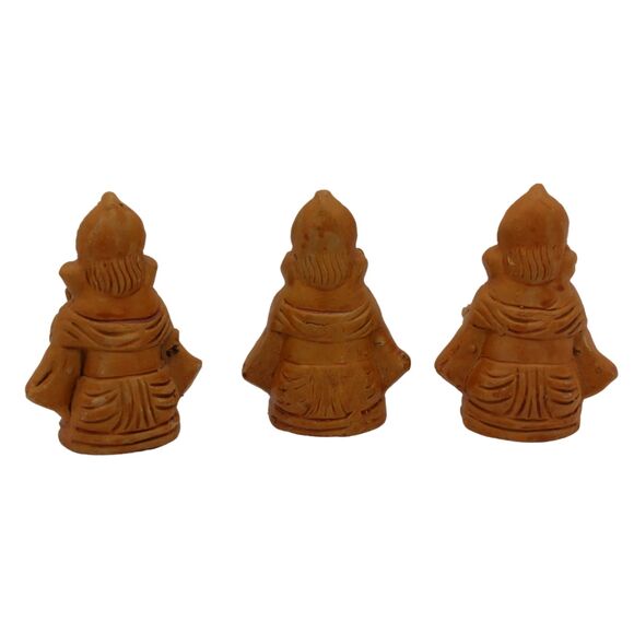 Vintage Clay Ganesha Statue Set of 3 Musical Sangeet Figurines Hindu Deity 3" - Picture 5 of 6